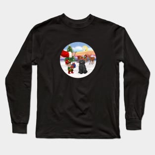 Santa Offers his Black Puli a Treat Long Sleeve T-Shirt